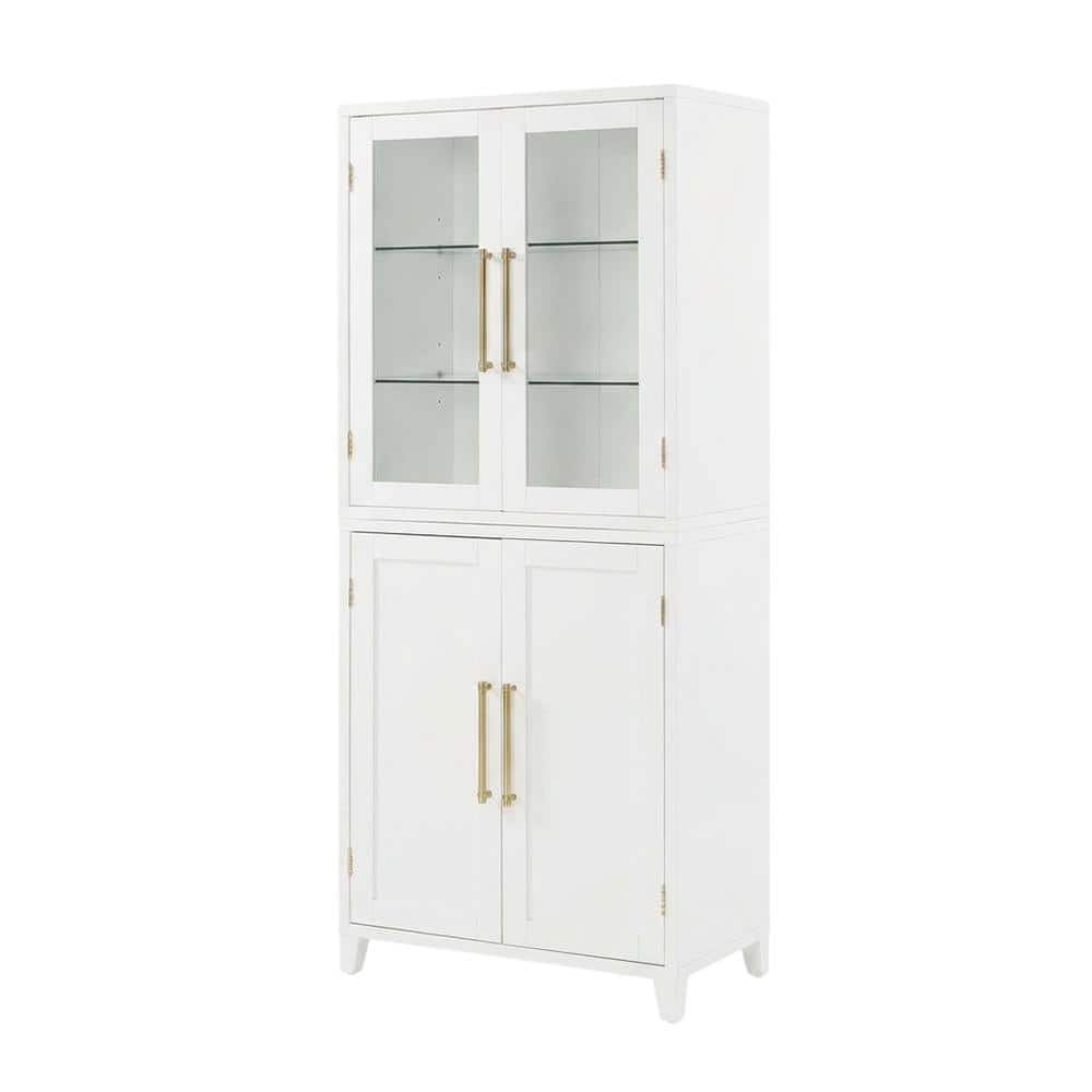 Crosley Furniture - Roarke Pantry Storage Cabinet With Glass Door Hutch - White