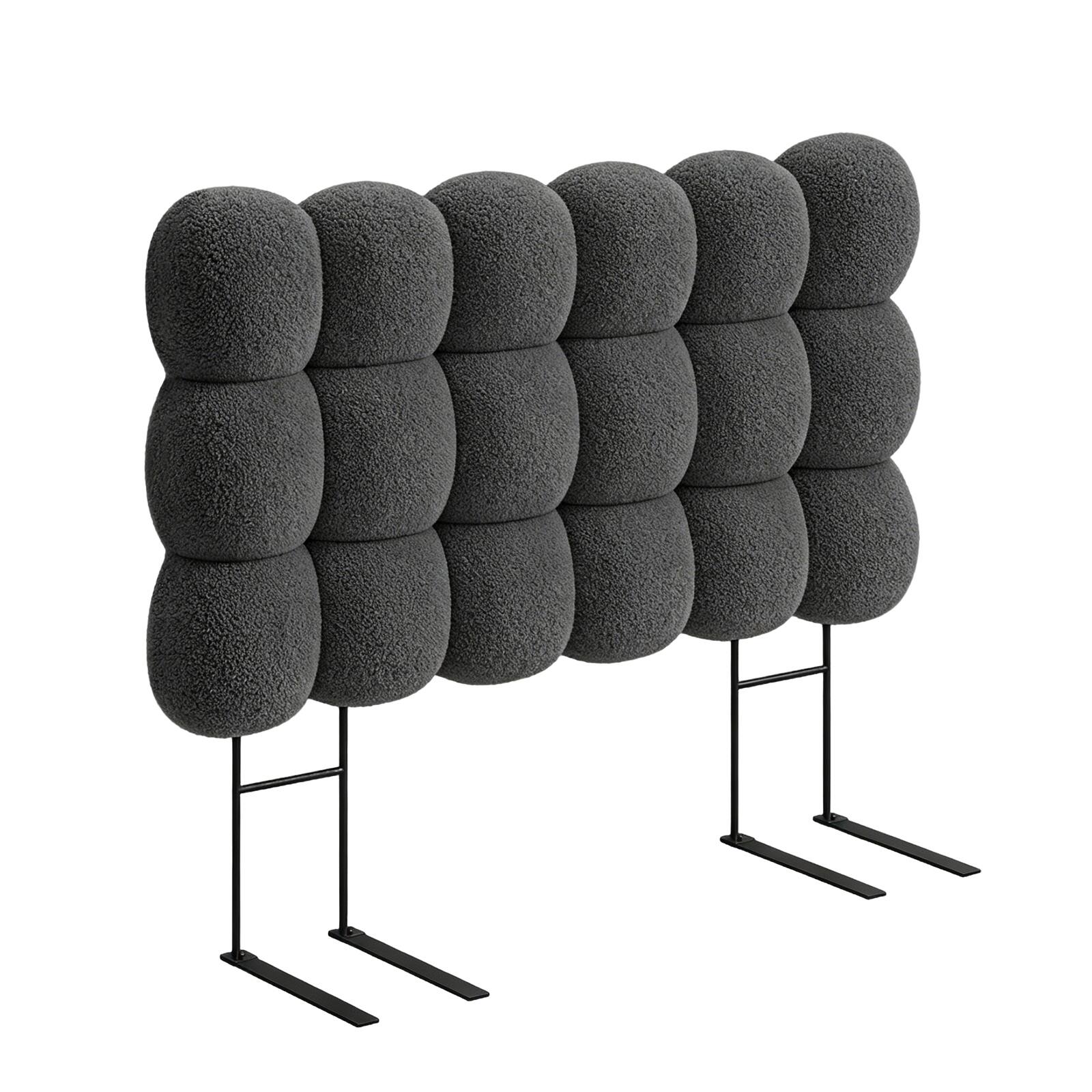Alt View 4. Pinmoco - Upholstered Headboard with Adjustable Height, Cloud-Like Comfort, No Damage on Walls - Gray.