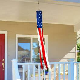 G128 - USA Flag Windsock 60 Inch Embroidered Polyester Patriotic Decoration - Assorted Colors