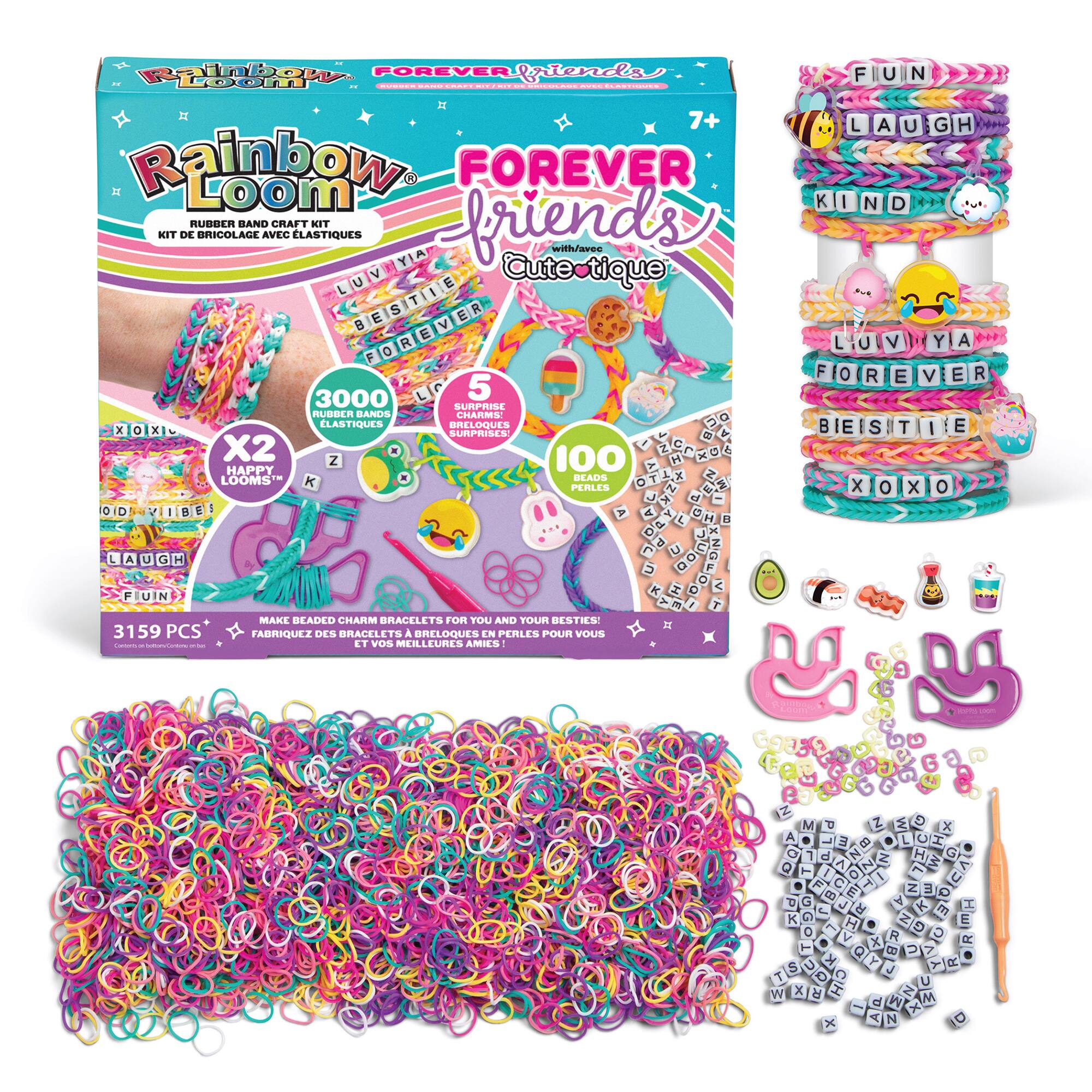 Rainbow Loom FOREVER friends FUN Loom .. GENO CREET LEIR COM ... DE CLASTICIONES 7+ LAUGH Rainbow Loom FOREVER K   RUBBER BAND CRAFT KIT friends KIT DE BRICOLAGE AVEC LASTIQUES with/avec Cutertique fut E E A R V 0 FOREVER 3000 5 SURPRISE RUBBER BANDS CHARMS! LASTIQUES BRELOQUES S T E SURPRISES! X2 100 Z HAPPY LOOMST K BEADS PERLES X O X 0 0 D 2 B E L A U G H F U N 3159 PCS MAKE BEADED CHARM BRACELETS FOR YOU AND YOUR BESTIES! FABRIQUEZ DES BRACELETS BRELOQUES EN PERLES POUR VOUS ET vos MEILLEURES AMIES