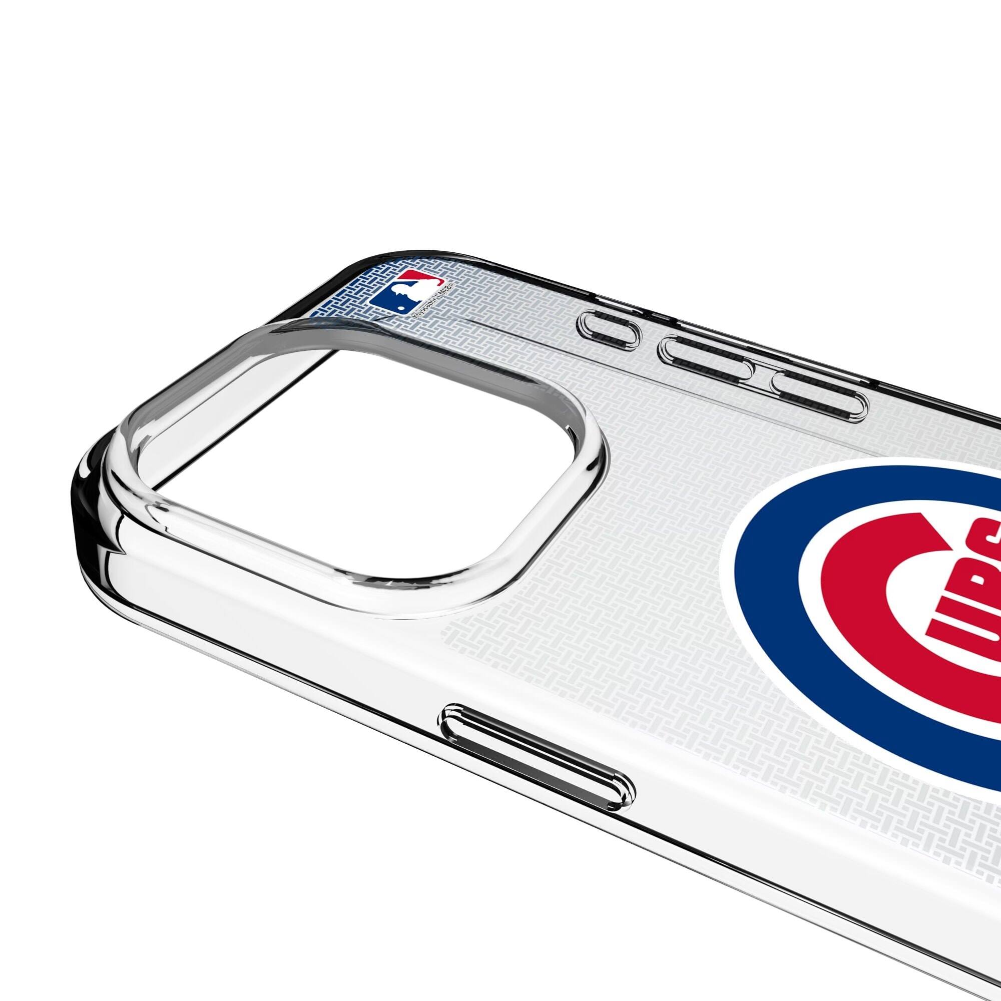 Alt View 2. Keyscaper - Chicago Cubs Linen Logo iPhone Clear Case - 13 Pro Max - Multicolor.