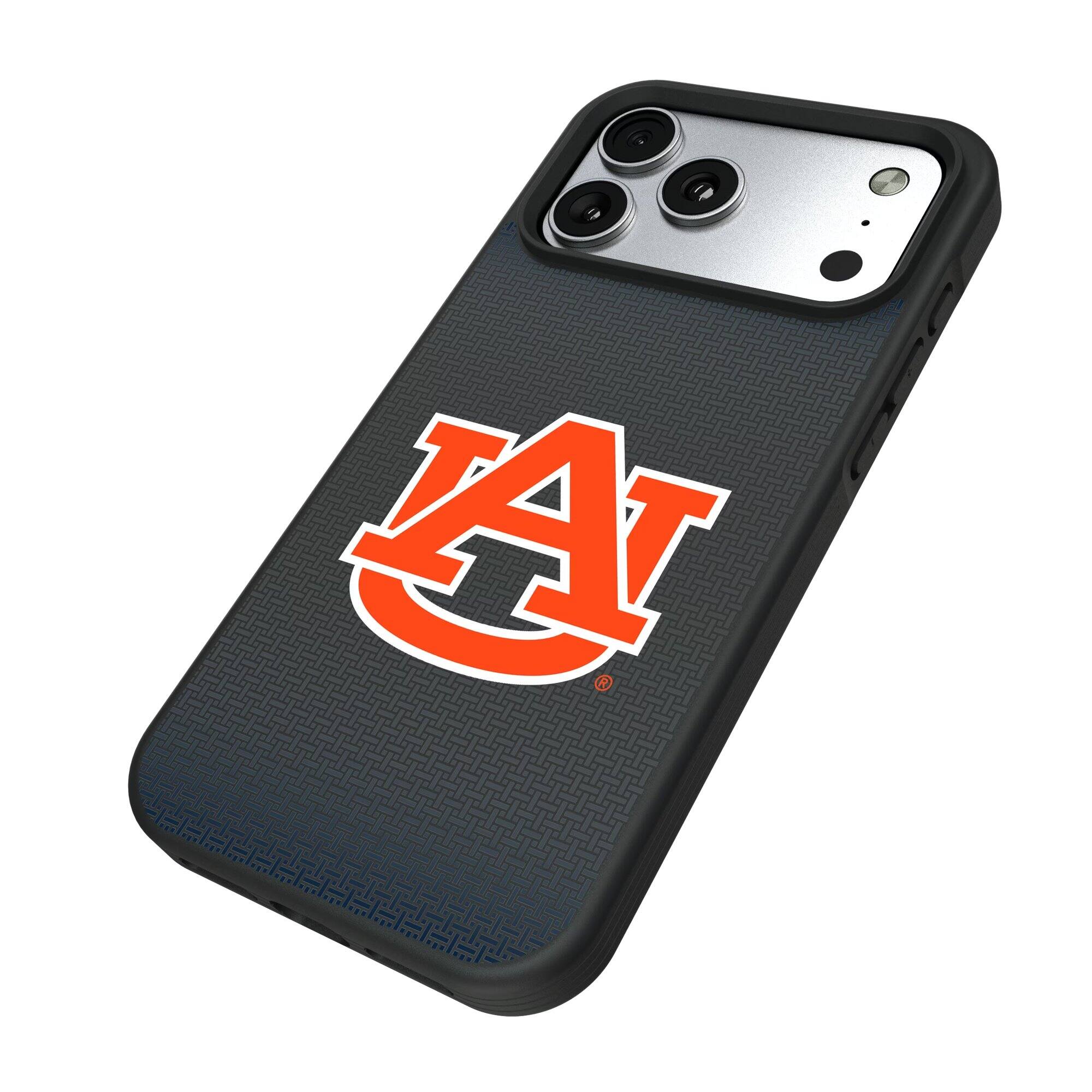 Alt View 1. Keyscaper - Auburn Tigers Linen Logo iPhone Bump Case - 13 mini - Black.
