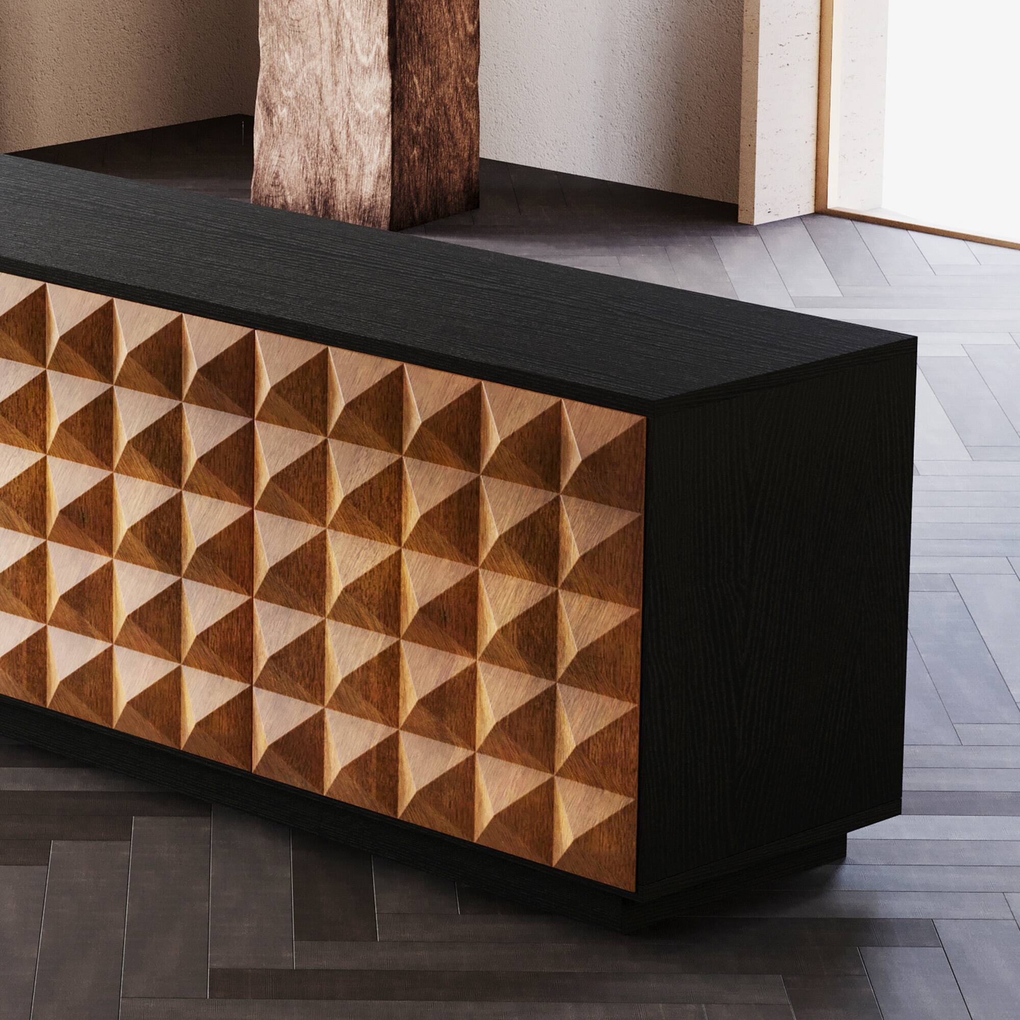 Alt View 1. luck idea - 87.79" TV Stand, Media Console with Storage Cabinets & Adjustable Shelves for Living Room - Black.