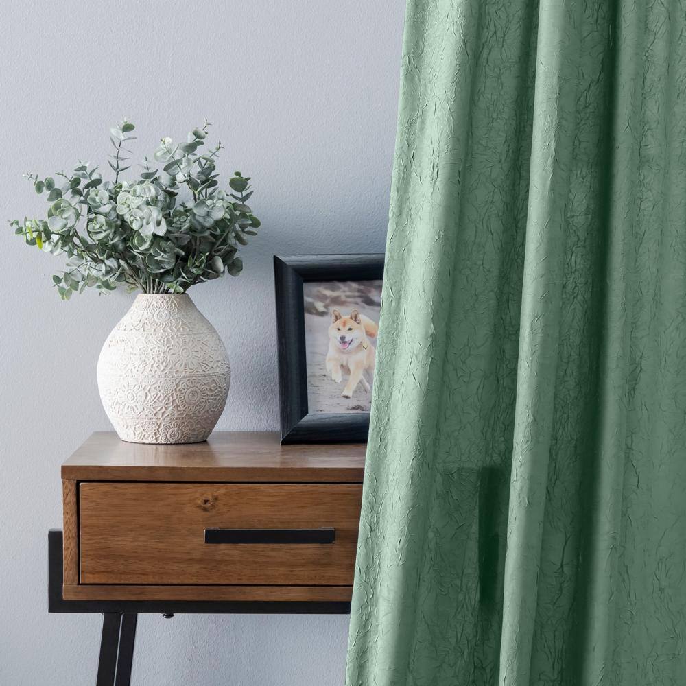 Angle. Ellis Curtain - Ellis Curtain Portland Crushed Taffeta Rod Pocket Tailored Panel - 48x84" Spa - Spa.