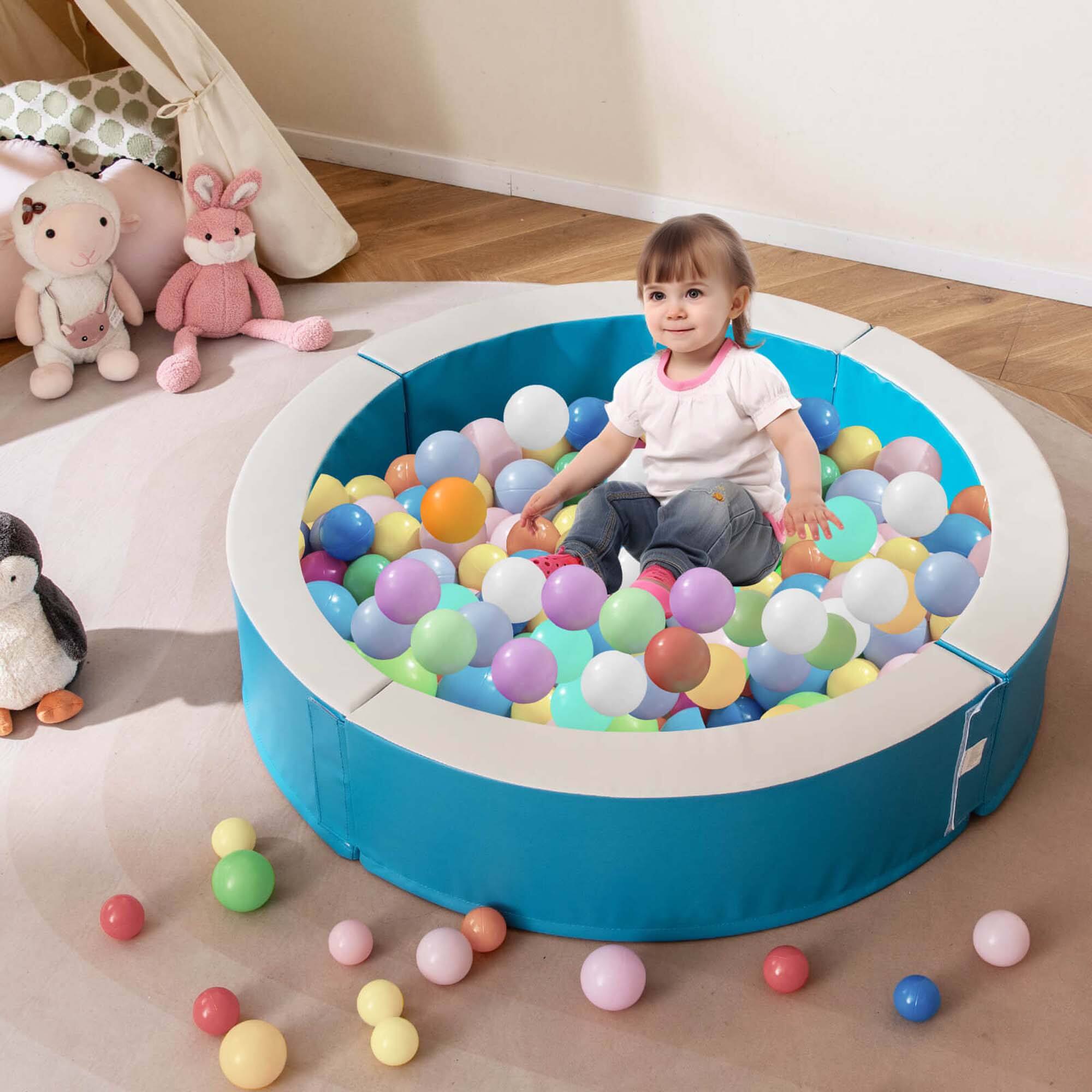 Alt View 3. Costway - Costway 44.5" x 10" Baby Ball Pit Detachable Foam Ball Pit with 50 Colorful Ocean Balls - Blue.