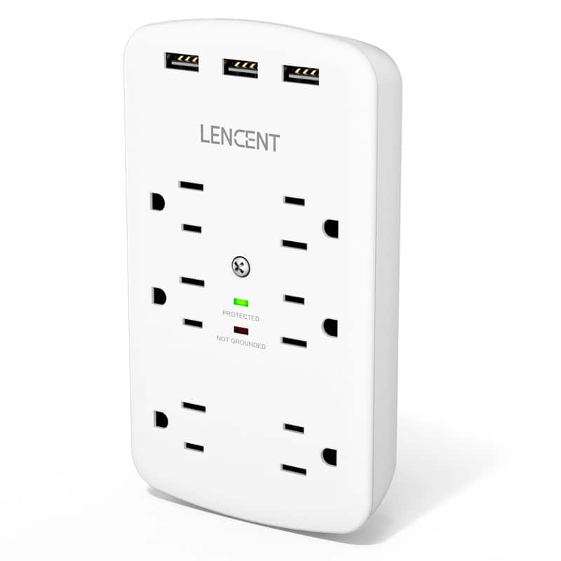 LENCENT - Outlet Extender Wall Adapter Tap 1728J Surge Protector with 6 AC Outlets + 3 USB Ports - White price history on PriceWatchPro
