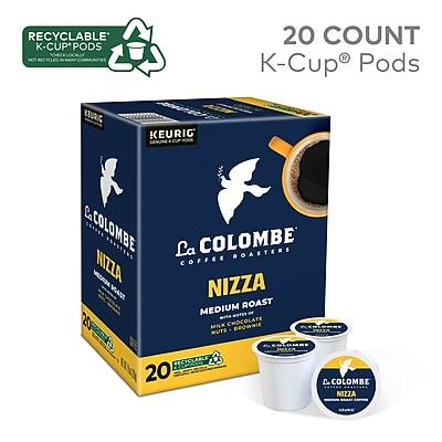 RECYCLABLE K-CUP® PODS  
20 COUNT  
KEURIG® GEN2+ COMPATIBLE  

La COLOMBE  
COFFEE ROASTERS  

NIZZA  
MEDIUM ROAST  
MILK CHOCOLATE BROWNIE NUTS  

20 K-Cup® Pods