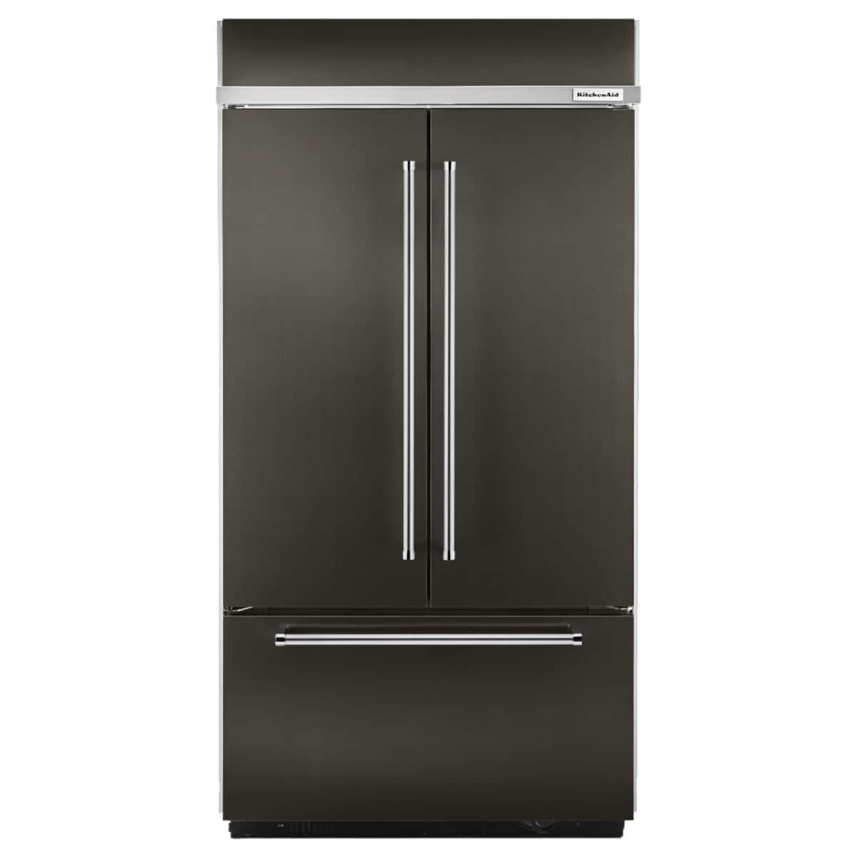 Front. KitchenAid - KitchenAid - 24.2 Cu. Ft. 42" Width Built-In Stainless French Door Refrigerator with Platinum Interior Design - Black Stainless Steel with PrintShield Finish.
