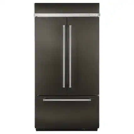 Front. KitchenAid - KitchenAid - 24.2 Cu. Ft. 42" Width Built-In Stainless French Door Refrigerator with Platinum Interior Design - Black Stainless Steel with PrintShield Finish.