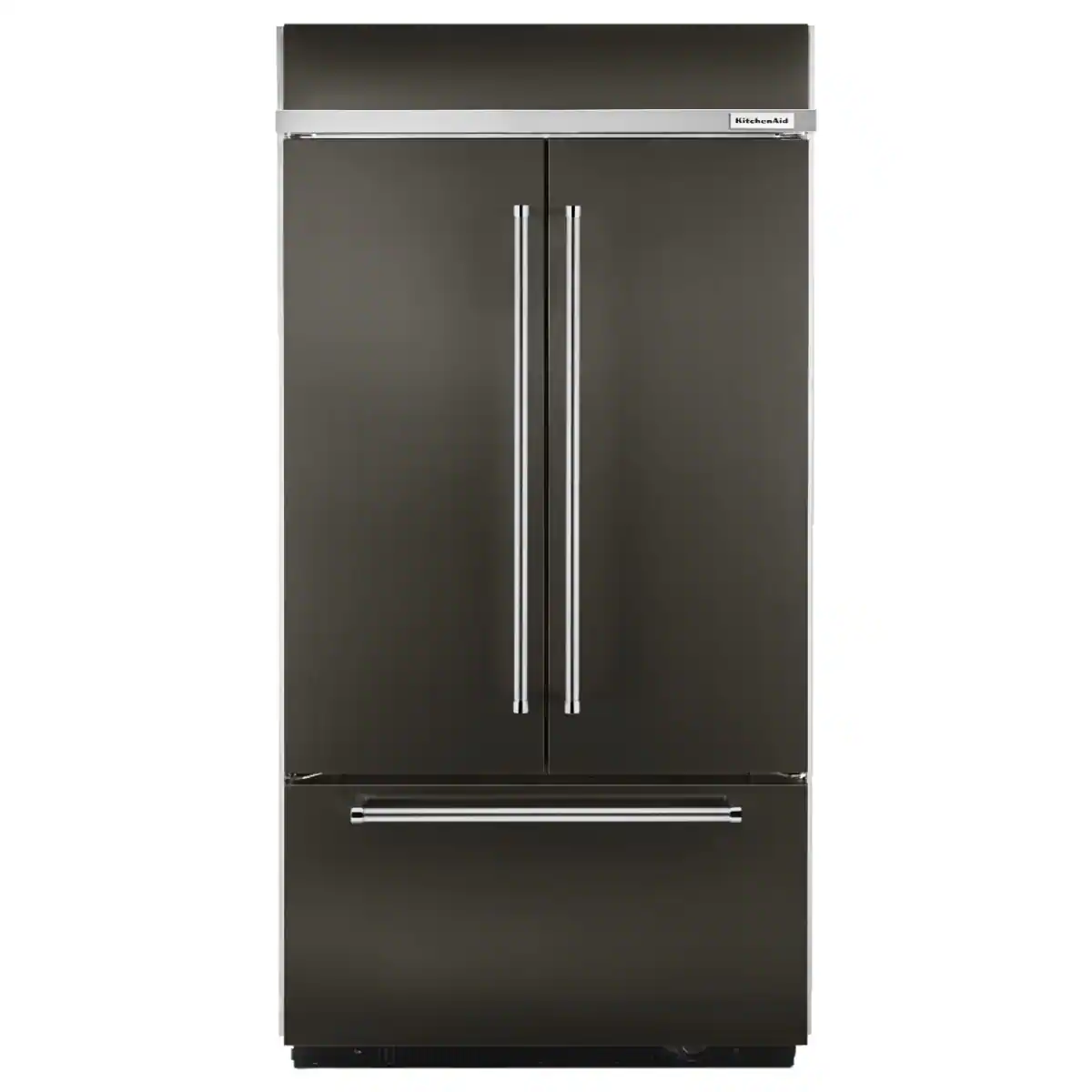 Front. KitchenAid - KitchenAid - 24.2 Cu. Ft. 42" Width Built-In Stainless French Door Refrigerator with Platinum Interior Design - Black Stainless Steel with PrintShield Finish.