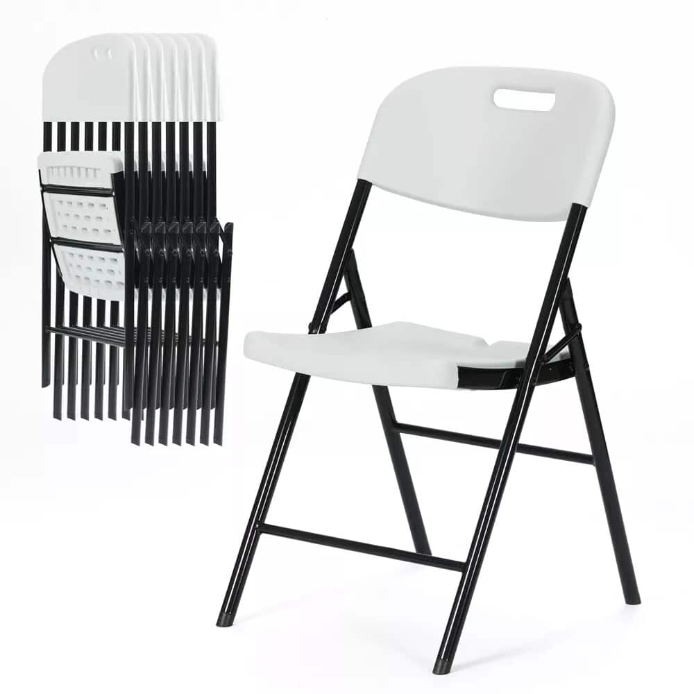 Front. Essen Blissed - Durable Sturdy Blow Moulding Folding Chair Capacity for Event Office Wedding Party Picnic ,White,Set of 8. - White.