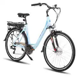 HILAND - Karida Step-Through Electric Bike for Adults, 700C City Commuter E-Bike 250W, 36V Removable Battery, 20MPH - Blue