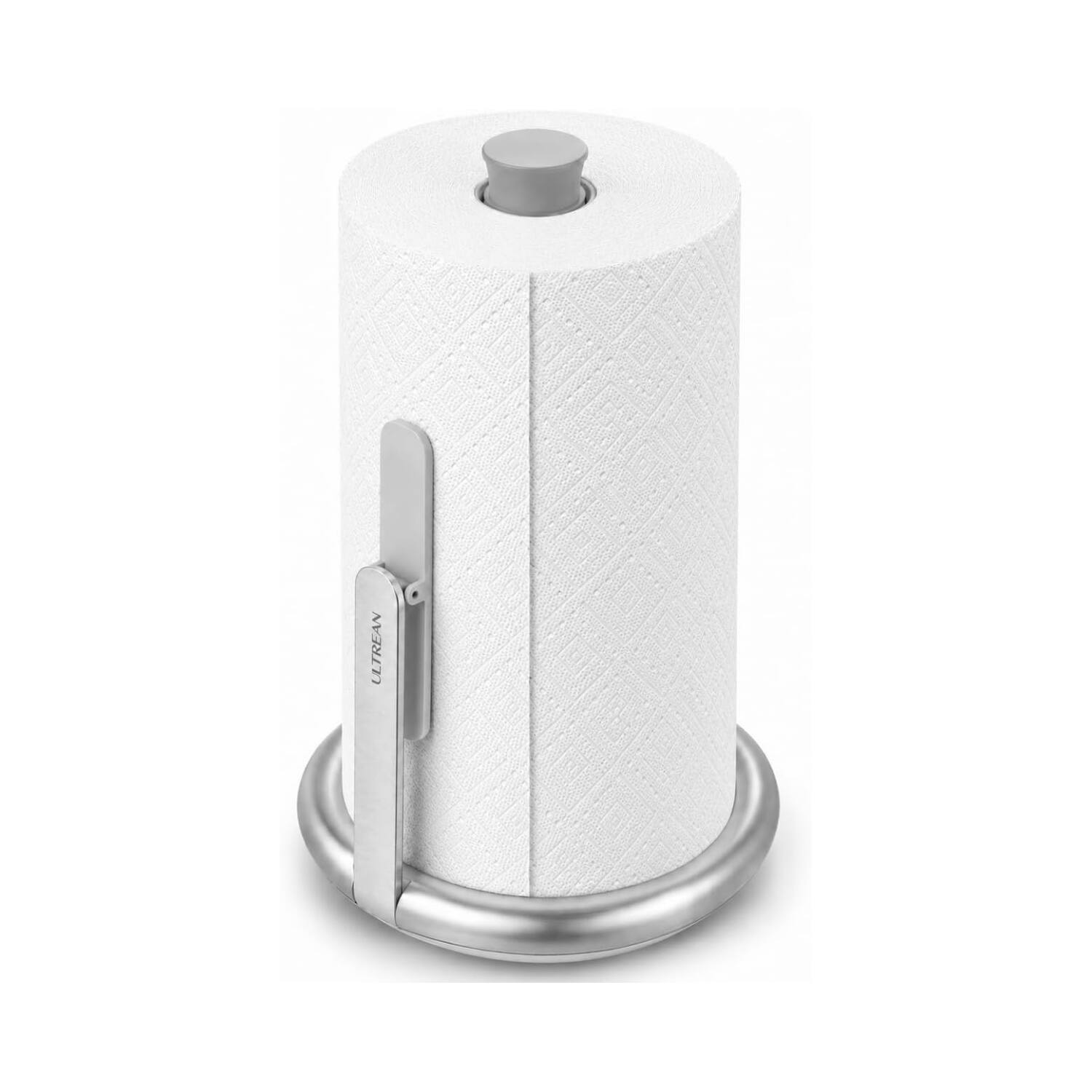 Front. Ultrean - Ultrean Countertop Paper Towel Holder with One-Hand Tear, Weighted Non-Slip Base, Stainless Steel - Sliver.