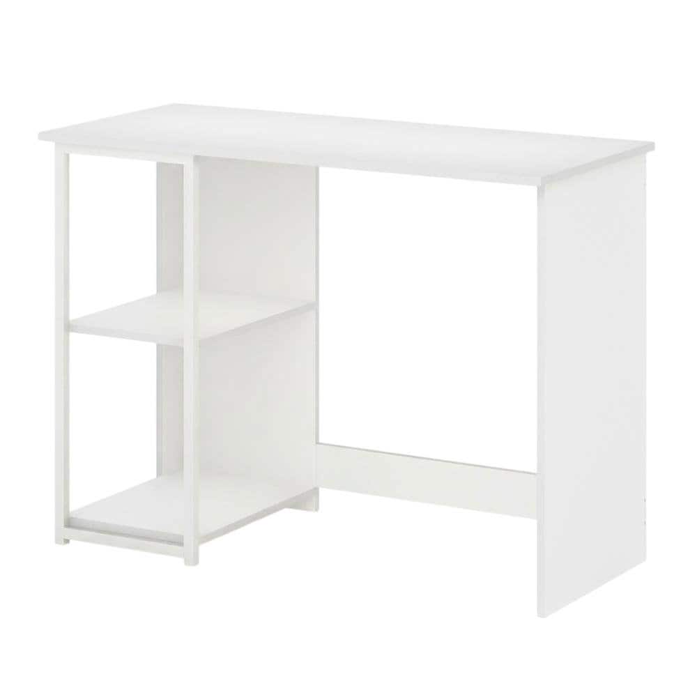 BisonOffice - White Modern Living Computer Desk with Sturdy Construction and Spacious Surface - Solid White/White