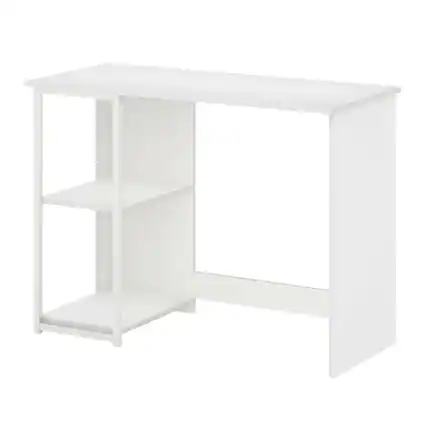 Front. BisonOffice - White Modern Living Computer Desk with Sturdy Construction and Spacious Surface - Solid White/White.