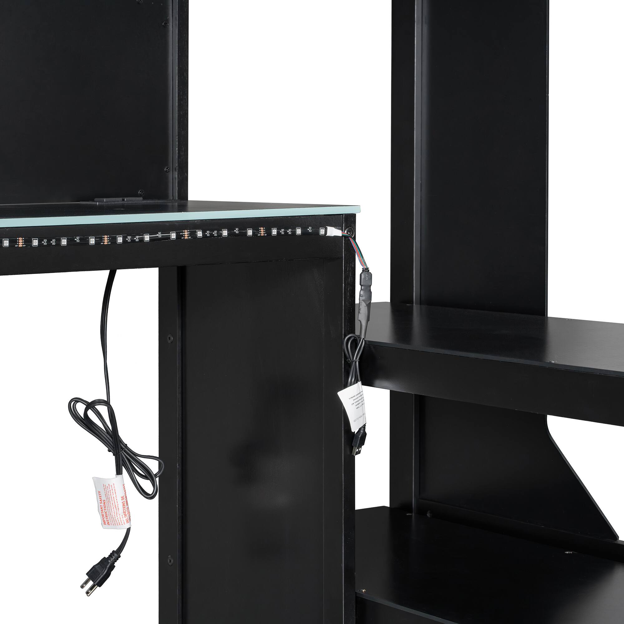 Alt View 1. Whisen - Gaming Loft Bed with Desk, RGB LED Lights, Charging Station & Storage, Sturdy Wood Frame - Black|Blue.