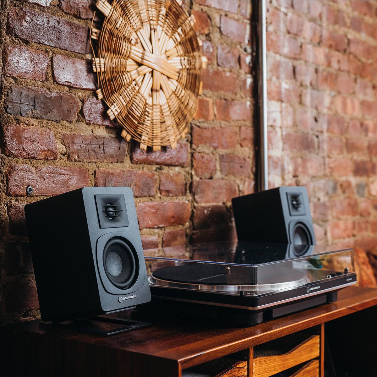 Alt View 9. Audio-Technica - Audio-Technica AT-SP3X Powered Bookshelf Bluetooth Speakers - Black.