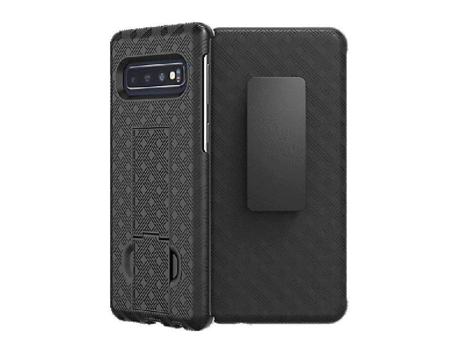 Front. Verizon - Verizon Shell and Shell Holster for Samsung Galaxy S10 - Black.