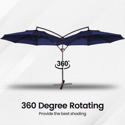 Mondawe 11ft Cantilever/Offset Hanging Patio Umbrella with Easy Tilt and Crank 360 Rotate Navy Blue Mondawe 11ft Cantilever/Offset Hanging Patio Umbrella with Easy Tilt and Crank 360 Rotate Navy Blue