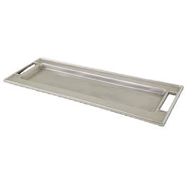 Jiallo - Rectangular tray with cut handle: 23x8" - Silver