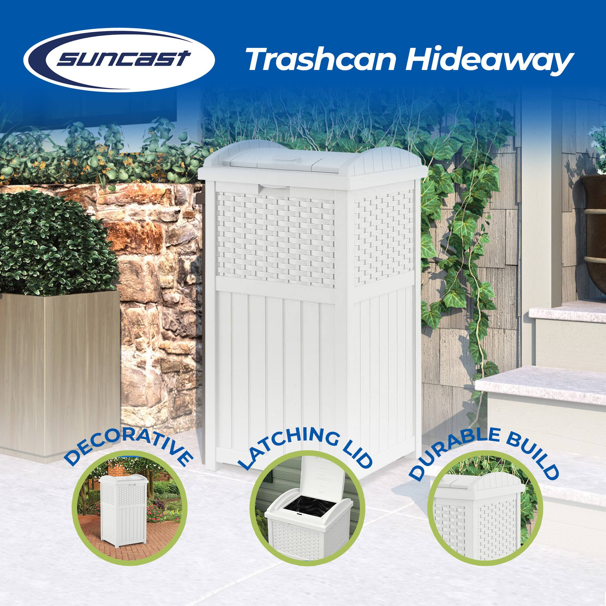 Suncast Trashcan Hideaway  
- Decorative  
- Latching Lid  
- Durable Build