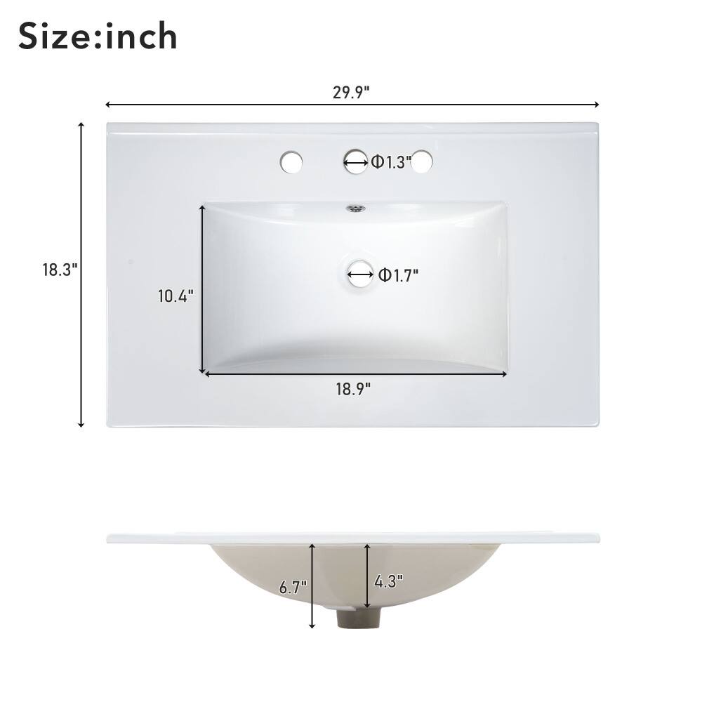 Size: inch  
29.9"  
1.3"  
18.3"  
10.4"  
1.7"  
18.9"  
6.7"  
4.3"