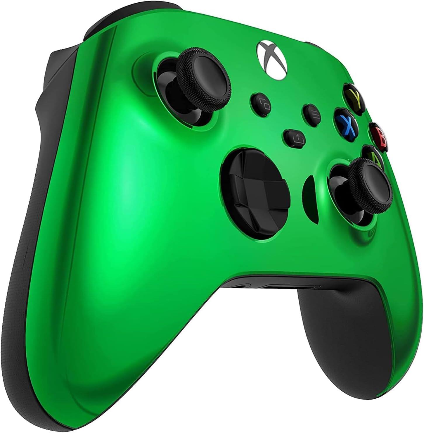 Left. Custom Controllerzz - Custom Wireless Controller for Xbox Series X|S, Xbox One, & PC - Green Chrome.