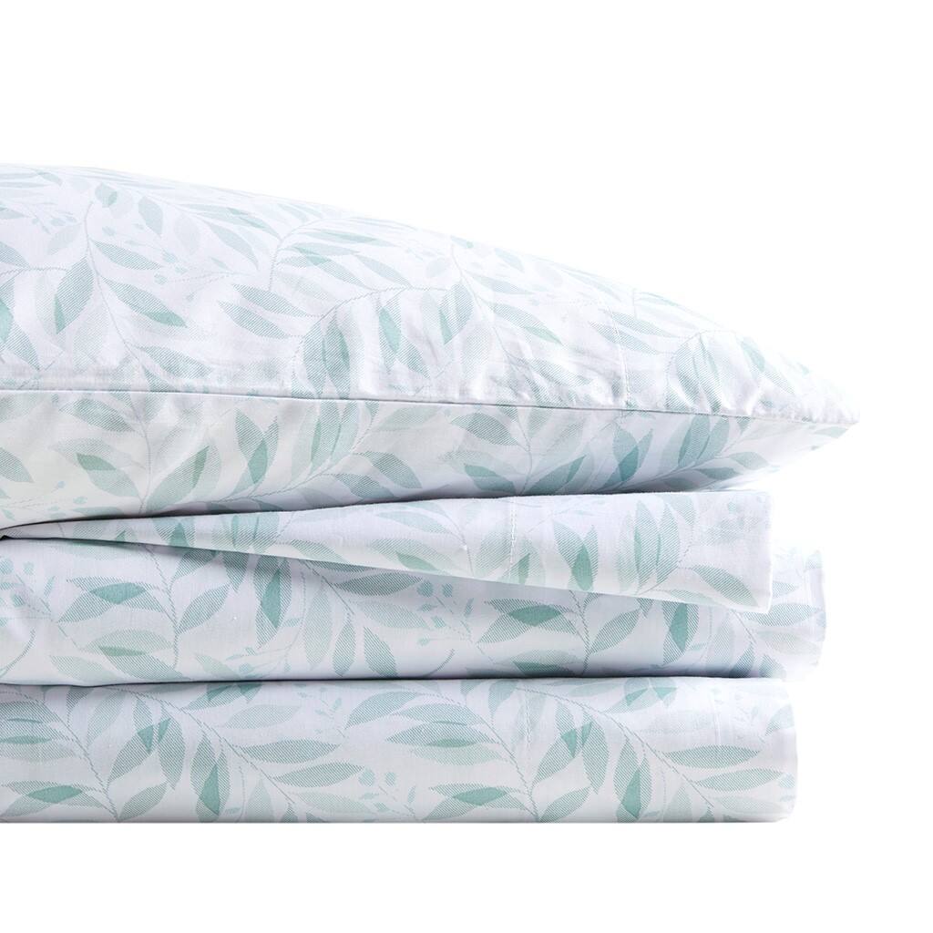 Alt View 2. Gracie Mills - Gracie Mills Esme Breathable Printed Cotton Percale Sheet Set - Green Leaves.
