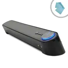 Front. GOgroove - 2.0-Channel 12W Peak 16.5" USB-Powered Ultra-Compact Angled Computer Sound Bar, Mic Input, Accent LED, SonaVERSE UBR - Black.