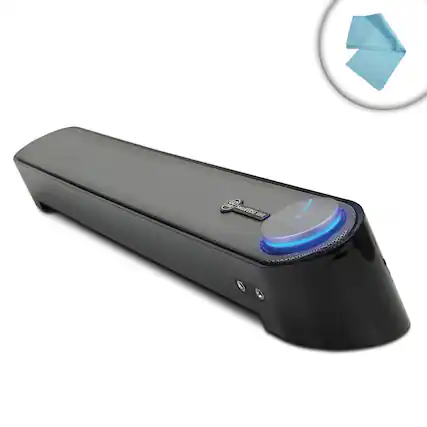 Front. GOgroove - 2.0-Channel 12W Peak 16.5" USB-Powered Ultra-Compact Angled Computer Sound Bar, Mic Input, Accent LED, SonaVERSE UBR - Black.