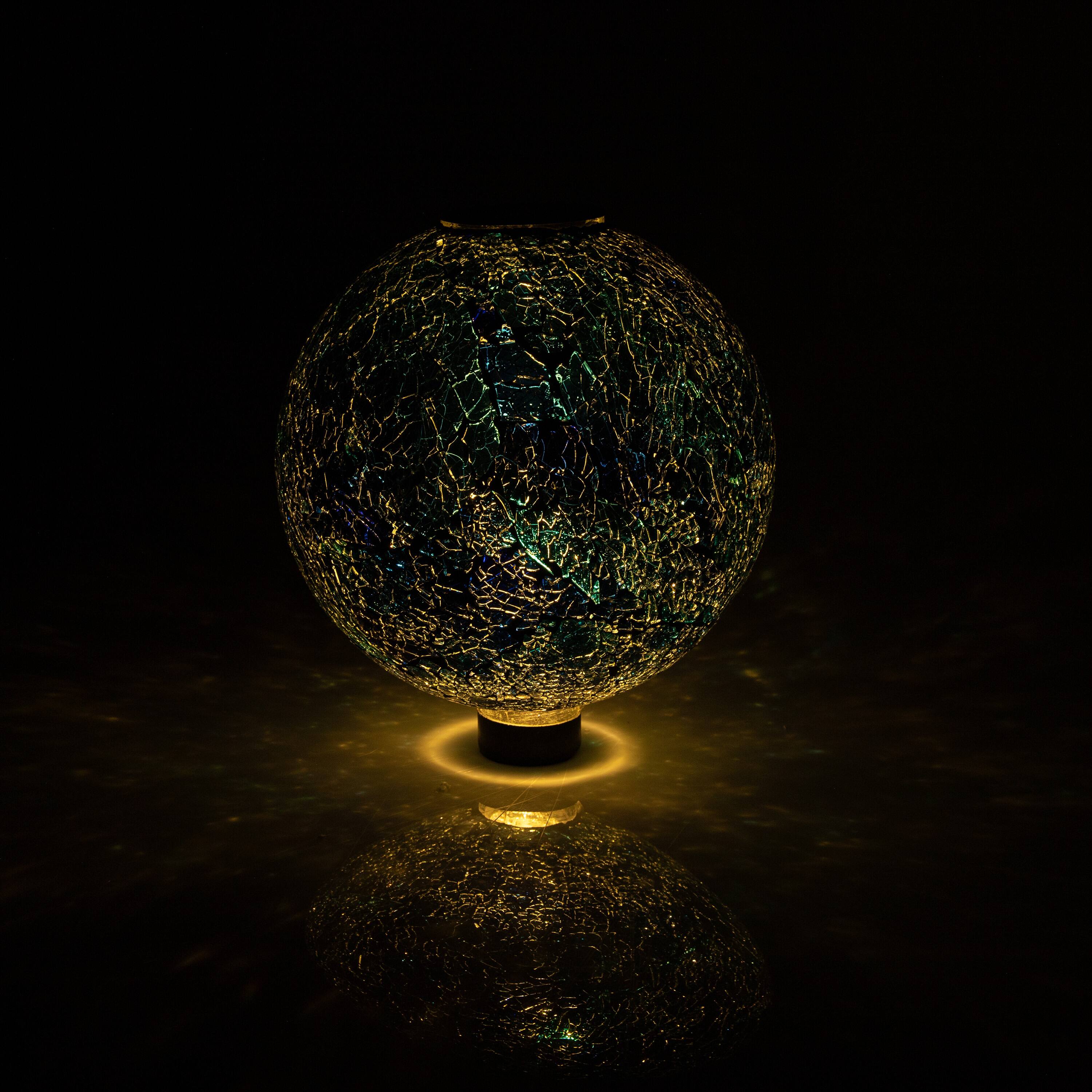 Alt View 8. Sunnydaze - Mosaic Gazing Ball with Solar Light - 10 in - 2pk - Deep Ocean Swirl.