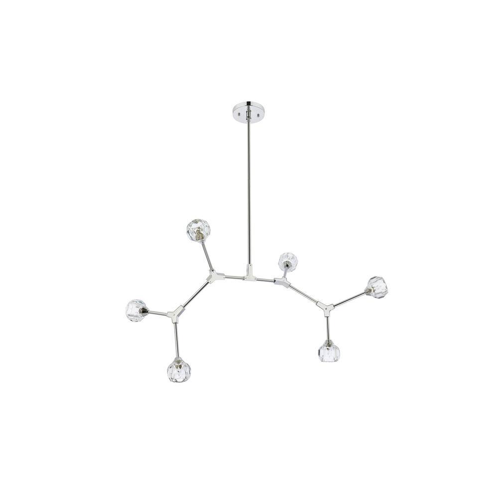 Back. Elegant Lighting - Zayne 6 Light Pendant in Chrome - Chrome And Clear.