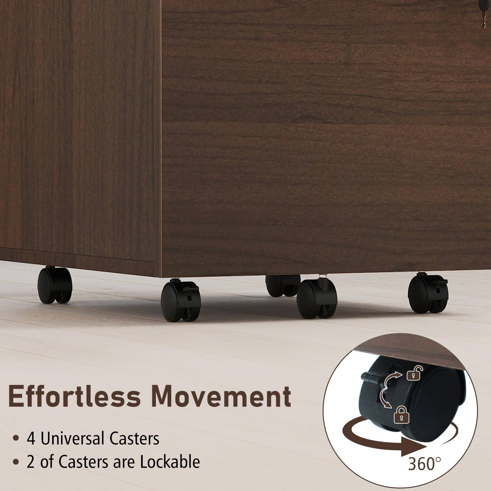 Effortless Movement  
- 4 Universal Casters  
- 2 of Casters are Lockable  
- 360°