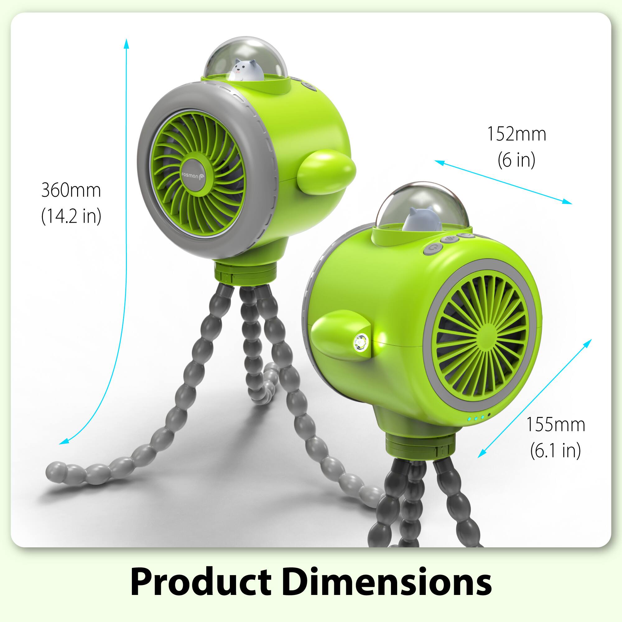 360mm (14.2 in)  
152mm (6 in)  
155mm (6.1 in)  

Product Dimensions