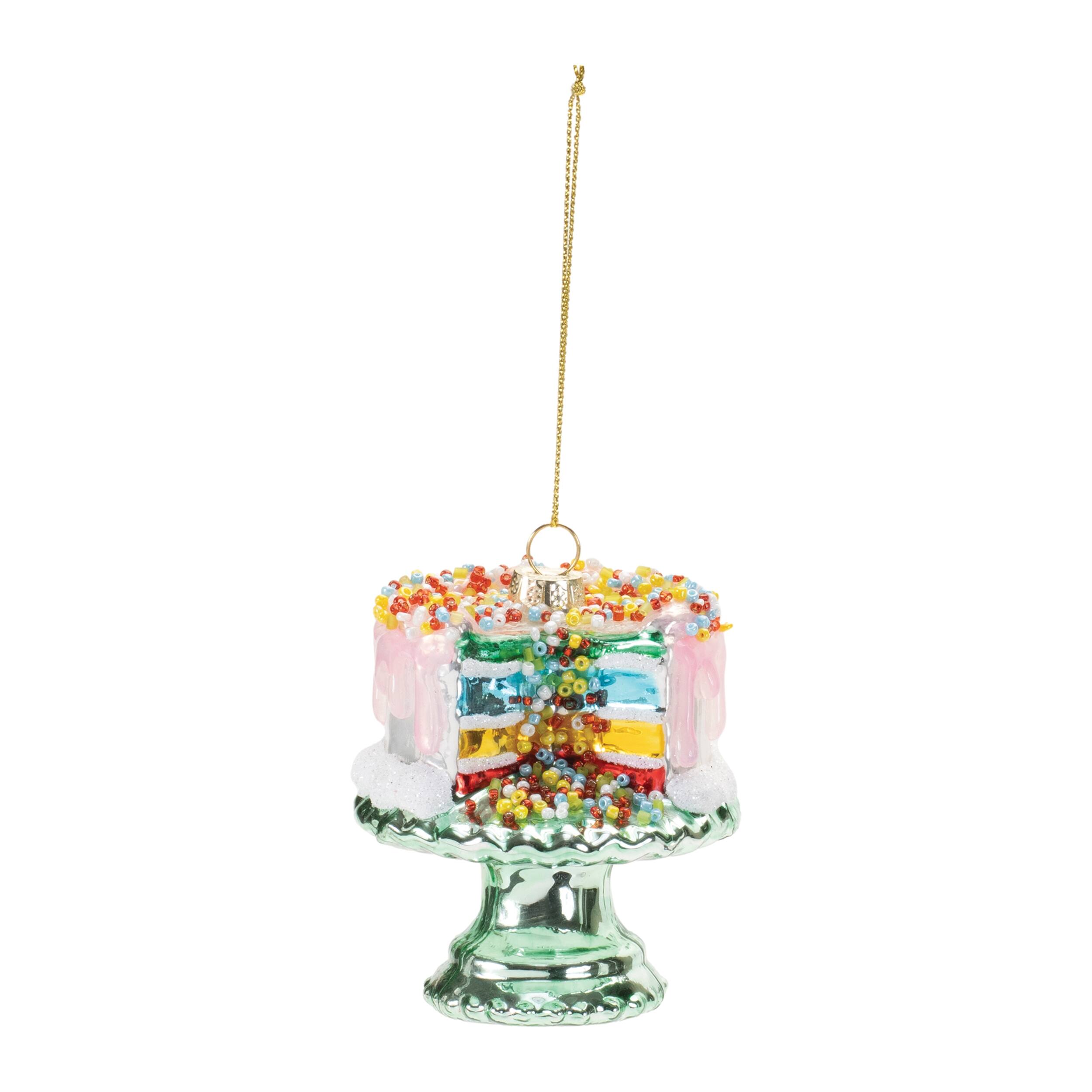 Angle. BreeBe - Layered Cake Ornament (Set of 6) - Pink, Yellow, Green, Blue.