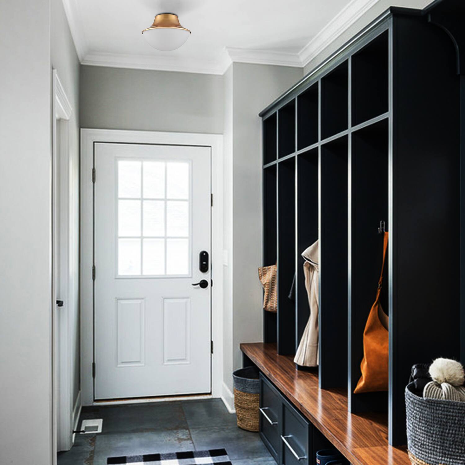 Alt View 1. MOOSE - Modern Gold Semi Flush Mount Ceiling Light Fixture - Brass.