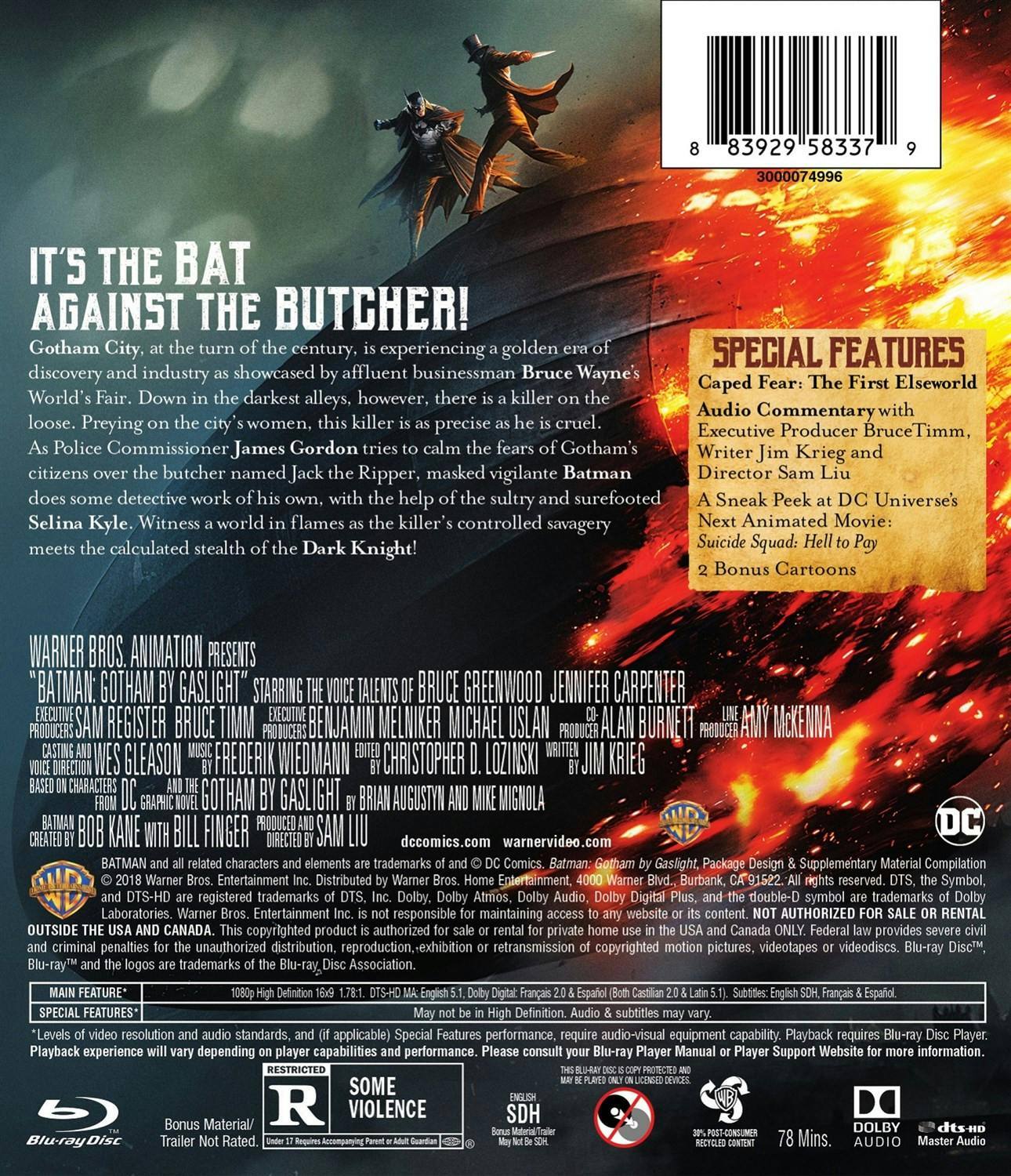 Back. Batman: Gotham By Gaslight [Blu-ray].