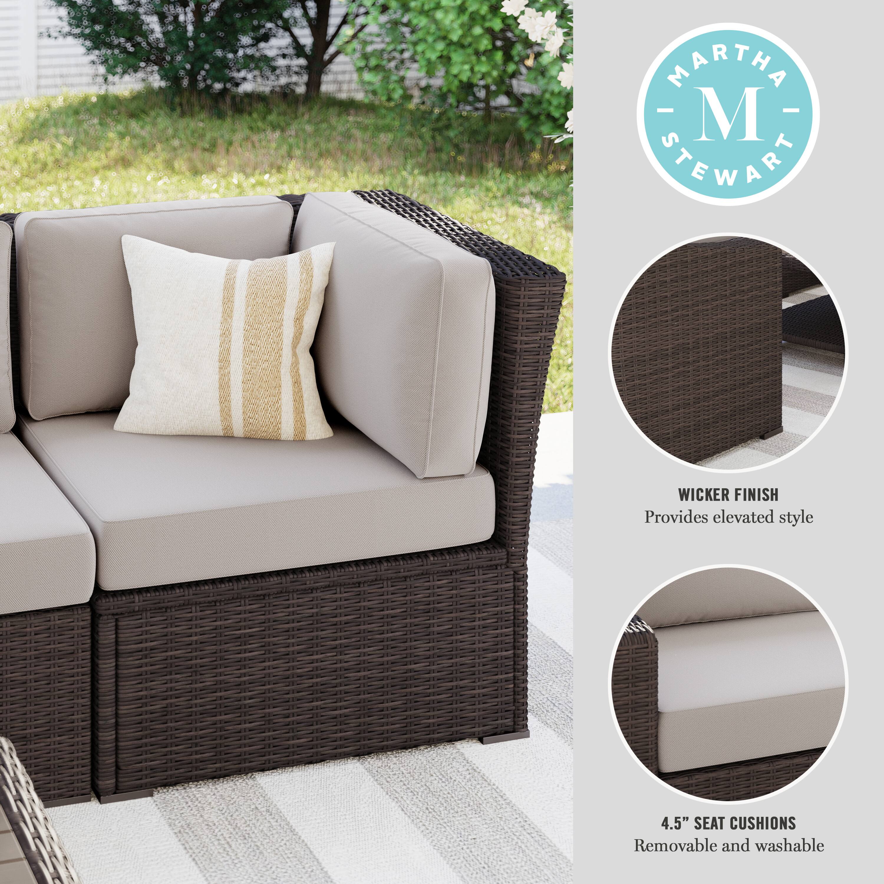 MARTHA STEWART WICKER FINISH Provides elevated style 4.5" SEAT CUSHIONS Removable and washable