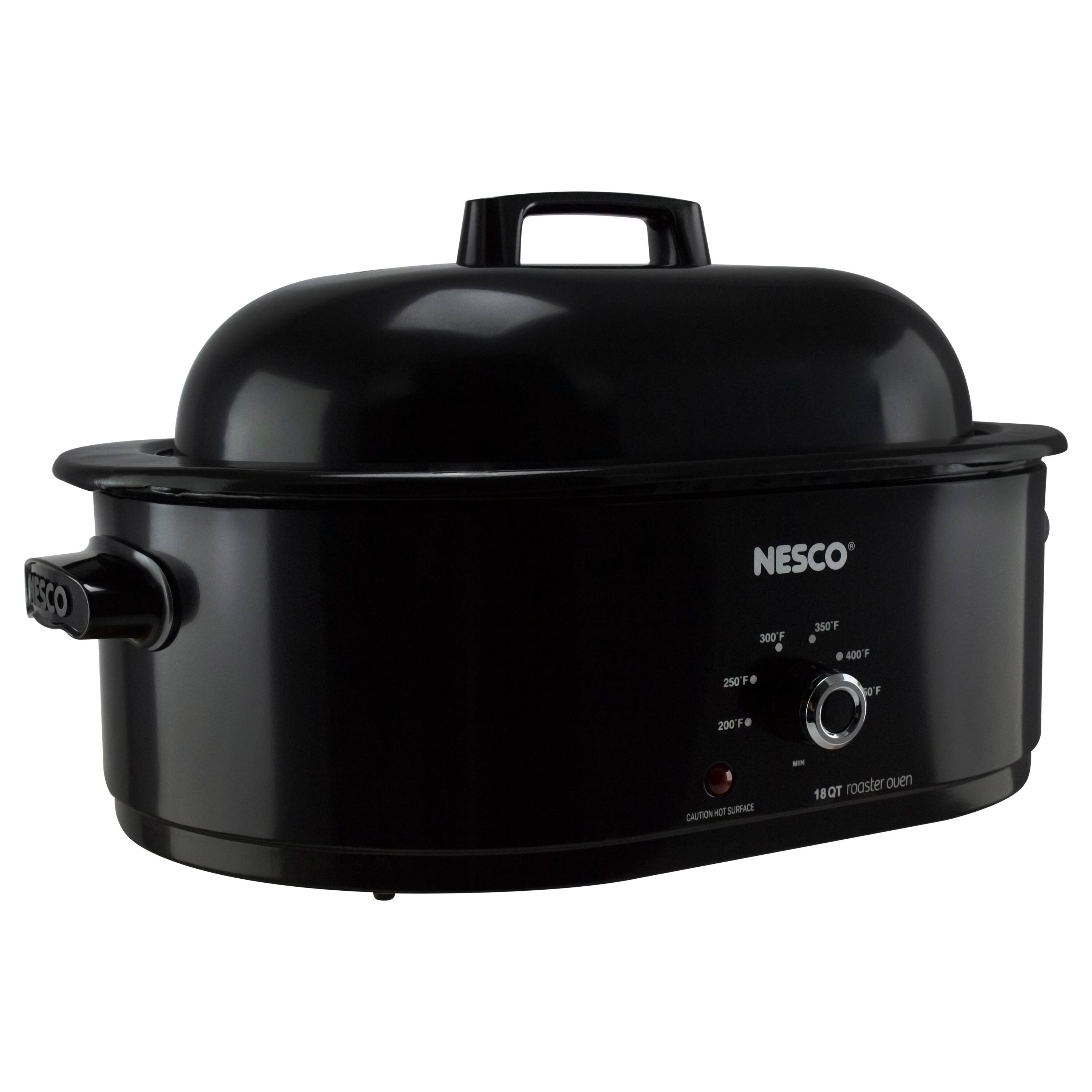 NESCO 350F 300F 400F 250F 200F. CAUTION HOT SURFACE. 18QT roaster oven