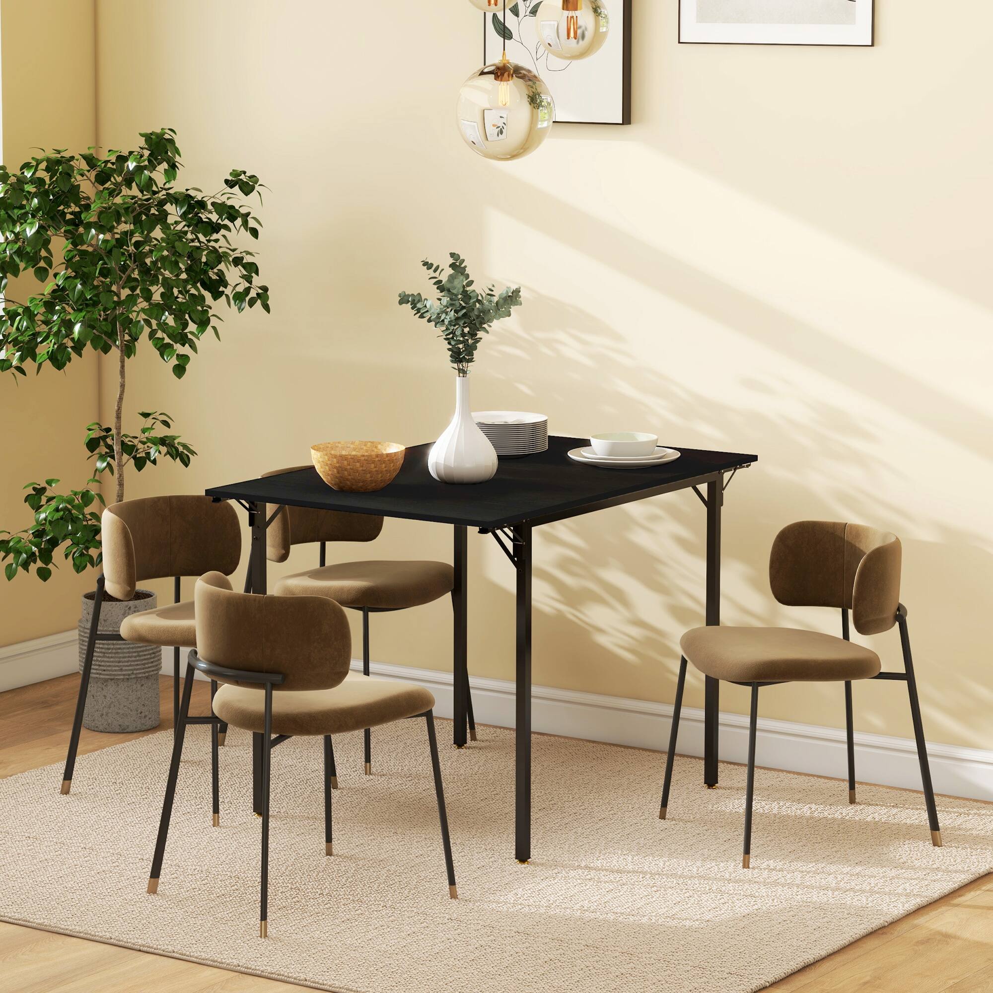 Alt View 4. Homcom - Industrial Folding Dining Table for 2 to 4, Space Saving Drop Leaf Kitchen Table for Small Spaces - Black.