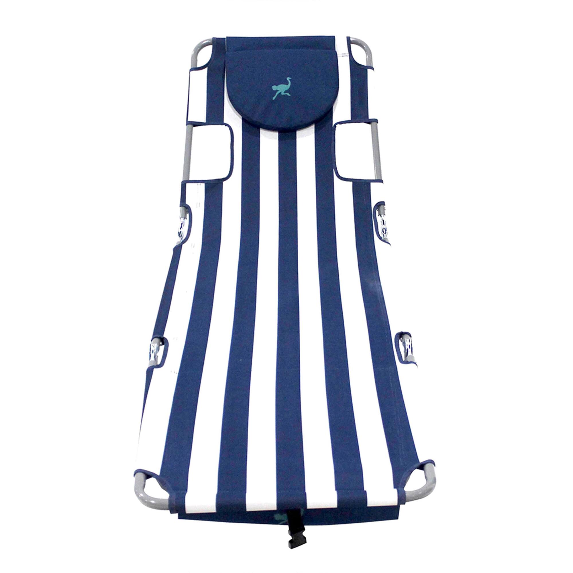 Alt View 6. Ostrich - Ostrich Backpack Chaise Folding Lounge Chair w/Storage Bag, Navy Stripe (2 Pack) - Striped.