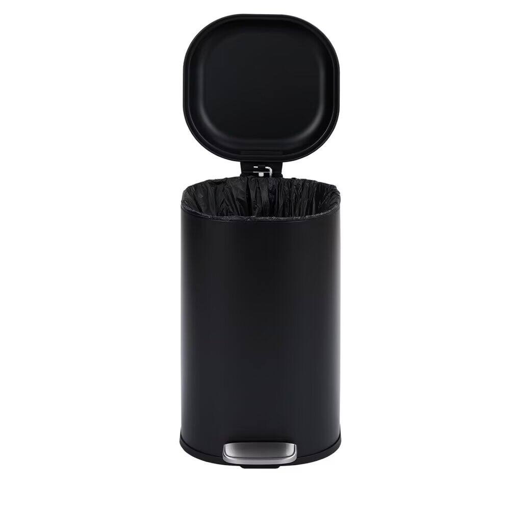 Front. Jojoka - 8 Gallon Black Square Bathroom Step Trash Can with Soft-Close Lid and Foot Pedal, 30L Kitchen Garbage Can - Black.