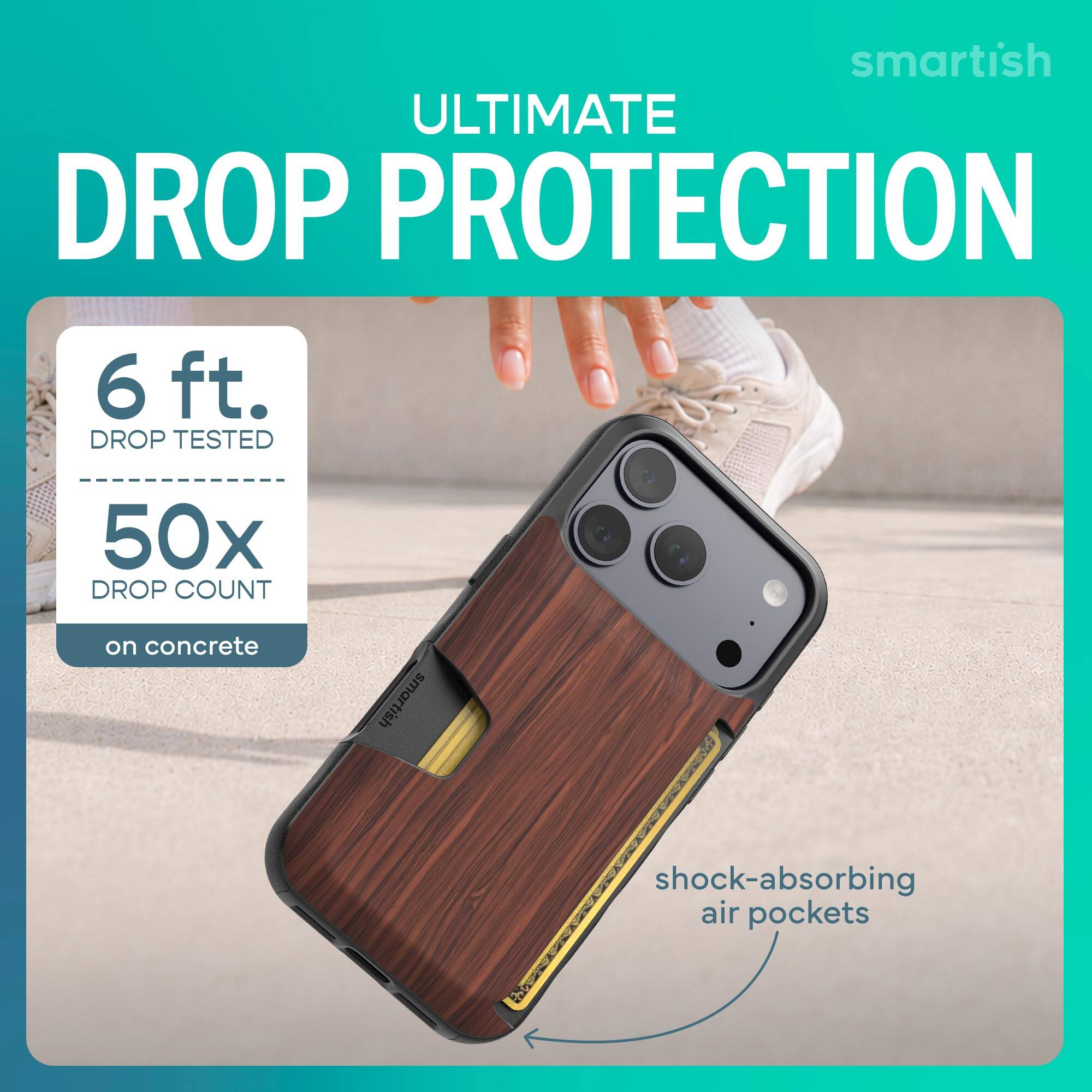 smartish ULTIMATE DROP PROTECTION  
6 ft. DROP TESTED  
50x DROP COUNT on concrete  
smartish  
shock-absorbing air pockets