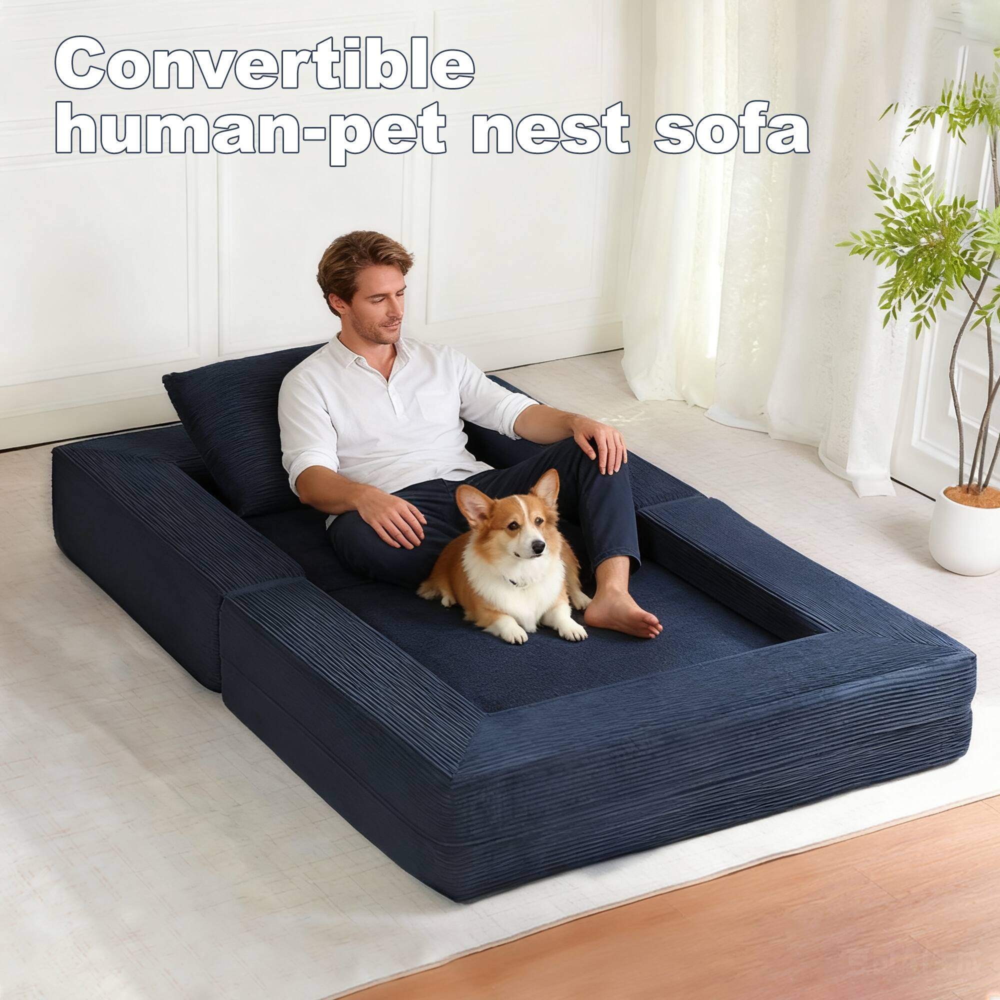 Convertible human-pet nest sofa