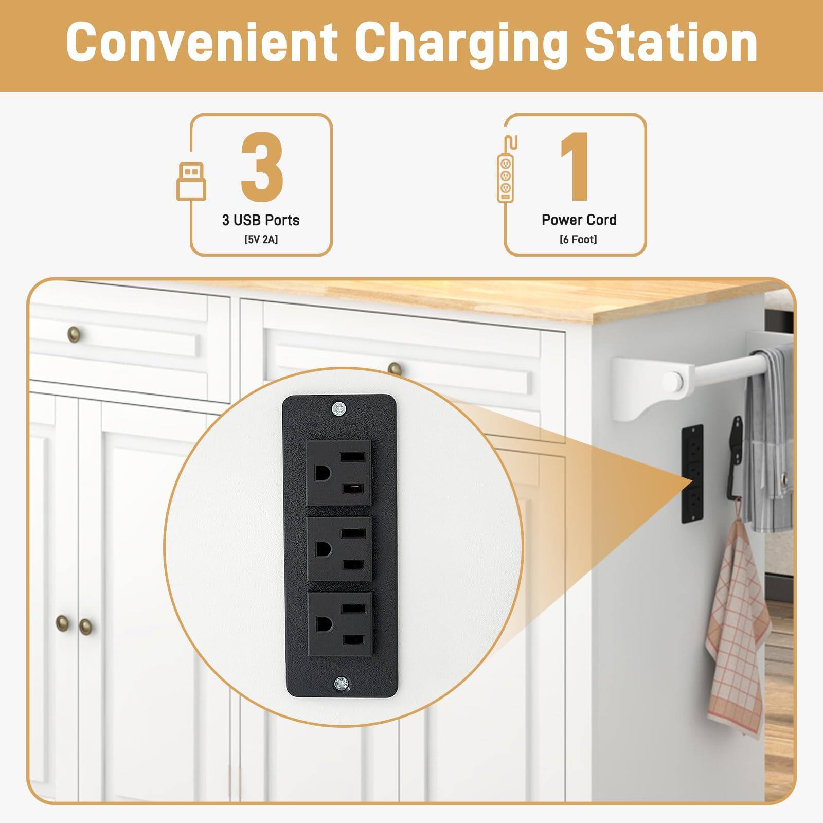 Convenient Charging Station

- 3 USB Ports (5V 2A)
- 1 Power Cord (6 Foot)