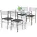 Alt View 1. Costway - 5 Piece Dining Set Glass Top Table & 4 Upholstered Chairs Kitchen Room Furniture - Black.