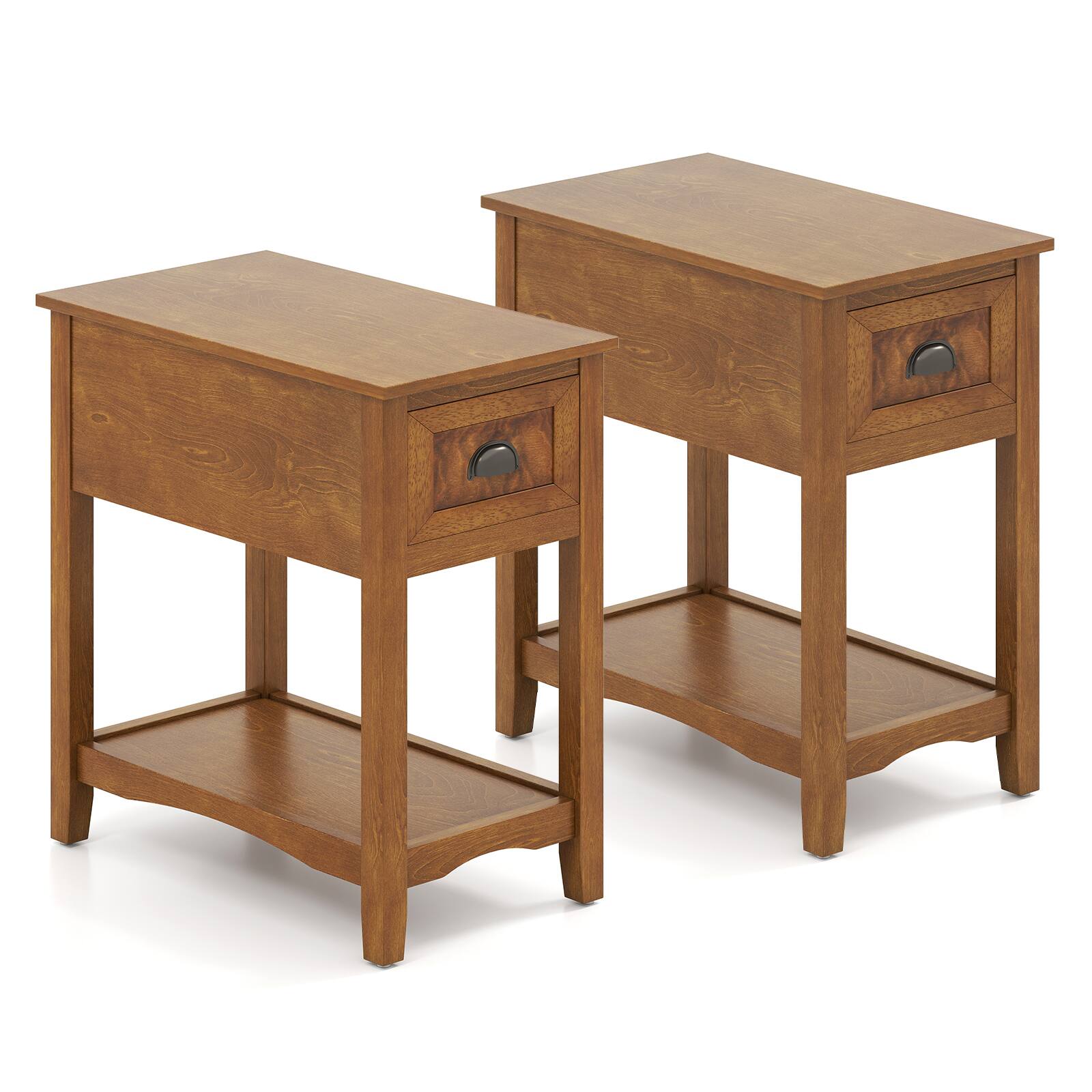 Alt View 4. Gymax - Gymax Set of 2 Contemporary Side End Table Compact Table w/ Drawer Nightstand Tawny - Tawny.