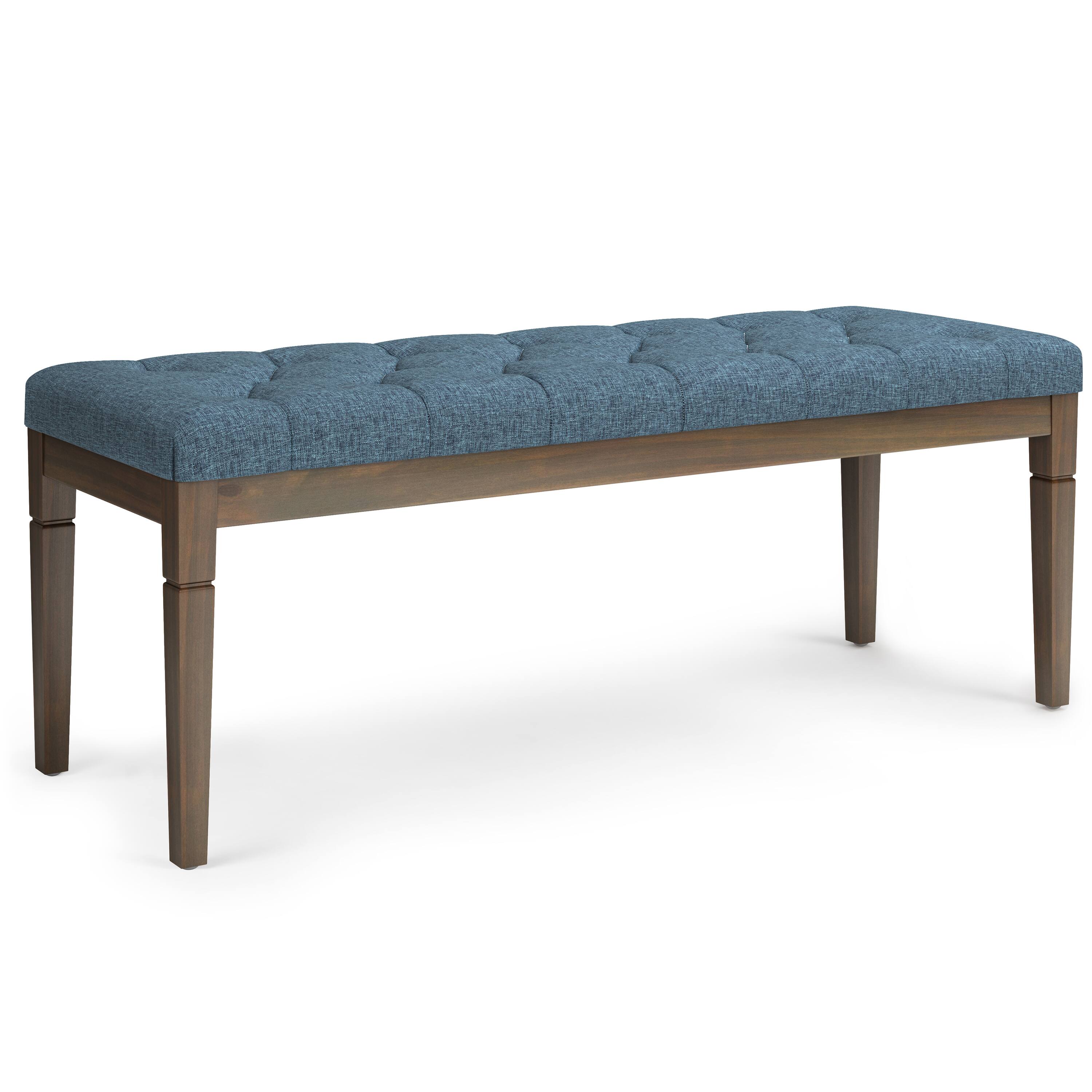Front. Simpli Home - Waverly Tufted Ottoman Bench - Denim Blue.