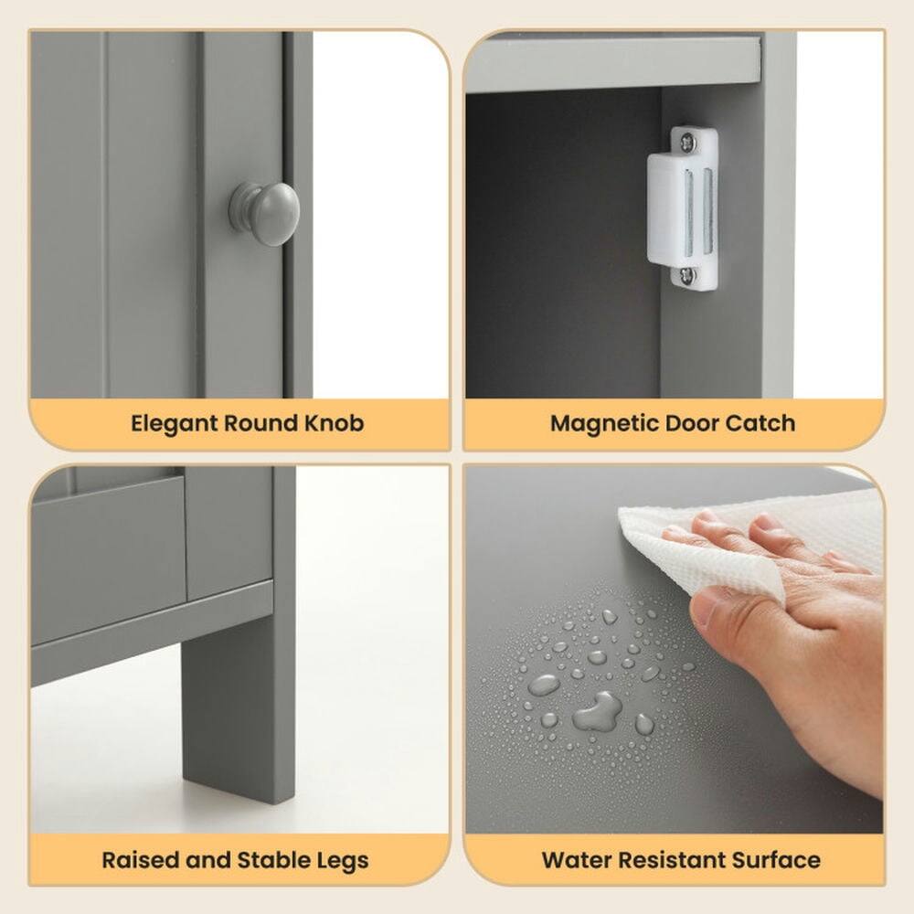 1. Elegant Round Knob
2. Magnetic Door Catch
3. Raised and Stable Legs
4. Water Resistant Surface