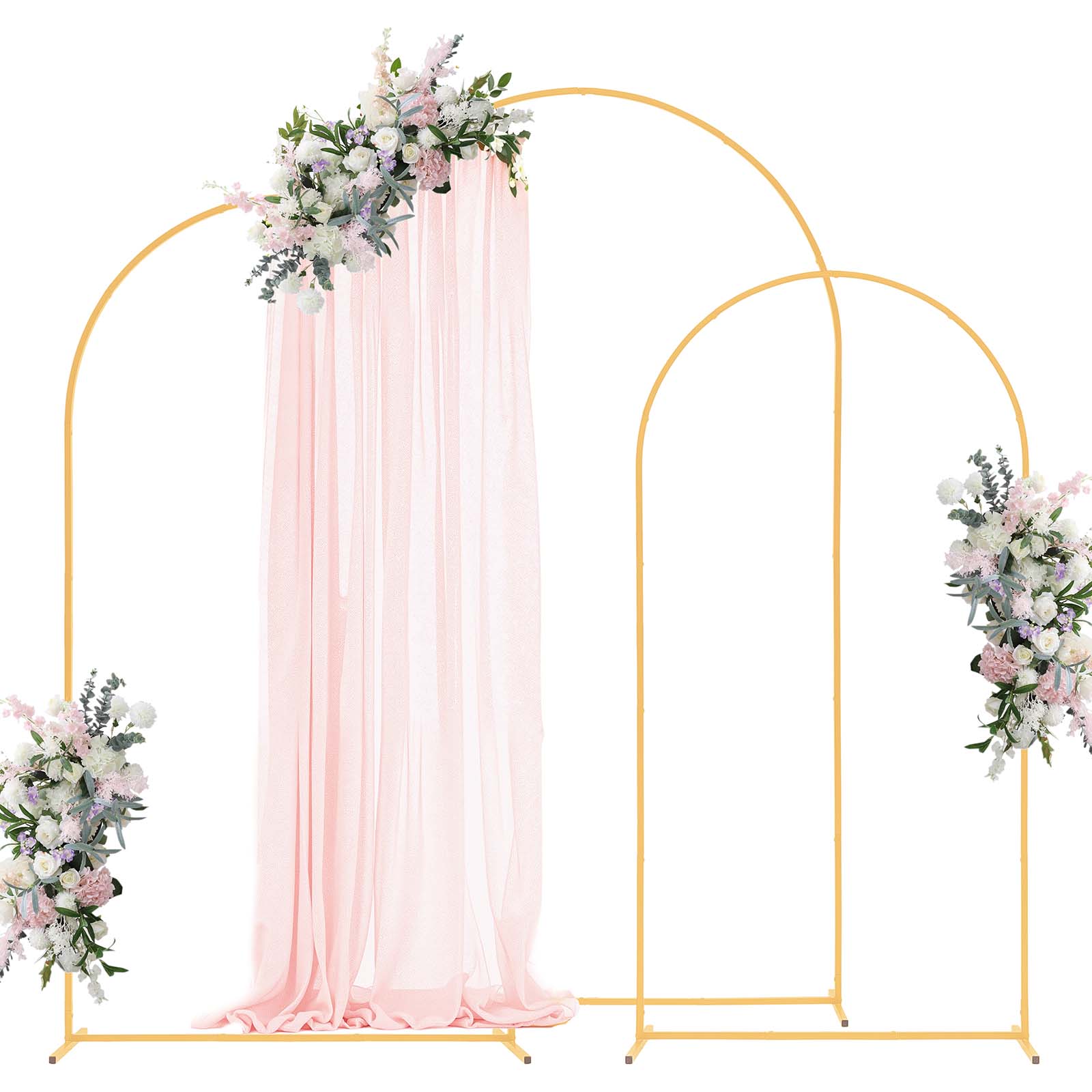 Front. VEVOR - Arch Backdrop Stand, Set of 3, 8/7.2/6.6 ft, Stable Structure, Easy Assembly, Gold Metal Arch Backdrop Stand for Wedding - Gold.